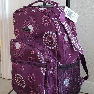 Rockland Double Handle Rolling Backpack, Purple Pearl, 17-Inch